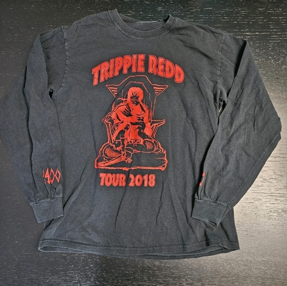 Trippie Redd Mens Long Sleeve Graphic Shirt Medium Black Red 1400 Band Concert